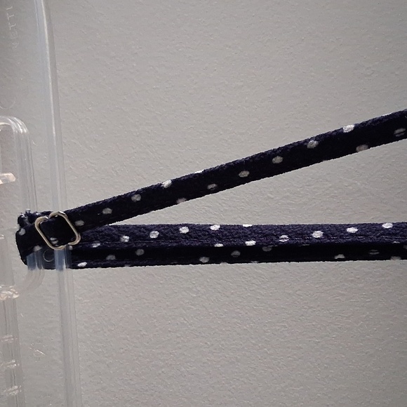 Navy Blue Polka Dot Shorts Romper Tie Back Adjustable Straps Small - Picture 2 of 6